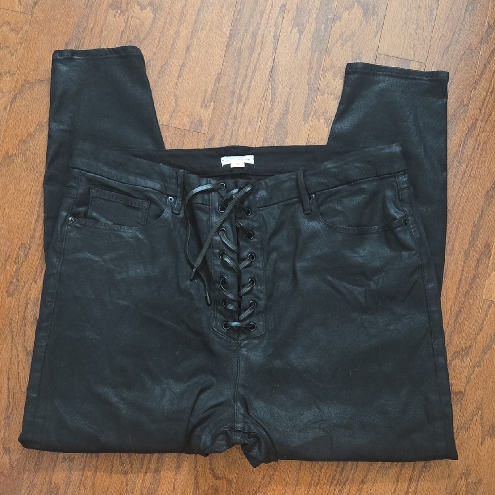 Good American Charcoal Lace-Up Trousers